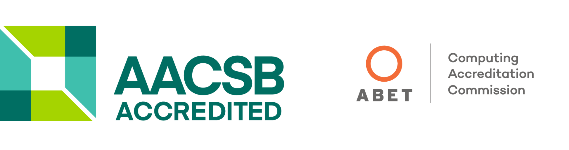 Logos for AACSB Accredited and ABET Computing Accreditation Commission