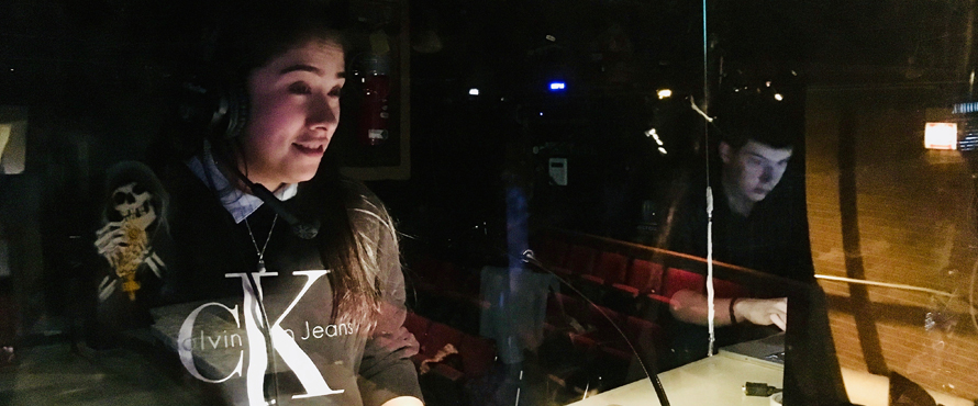 student works as a stage manager