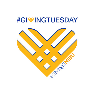 The Giving Tuesday logo that looks like a gold mesh heart
