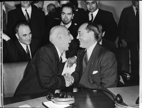 Dr. Mossadegh and Ernest A. Gross at UN Security Council in 1951