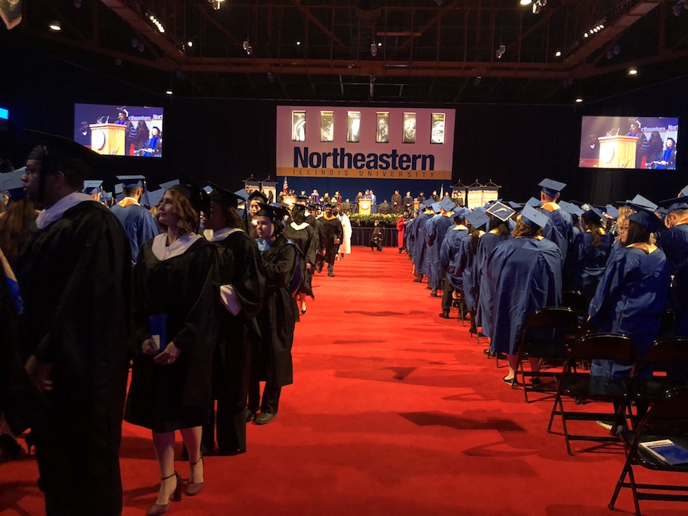 Students process during Commencement on Dec. 17, 2017, at UIC Pavilion.