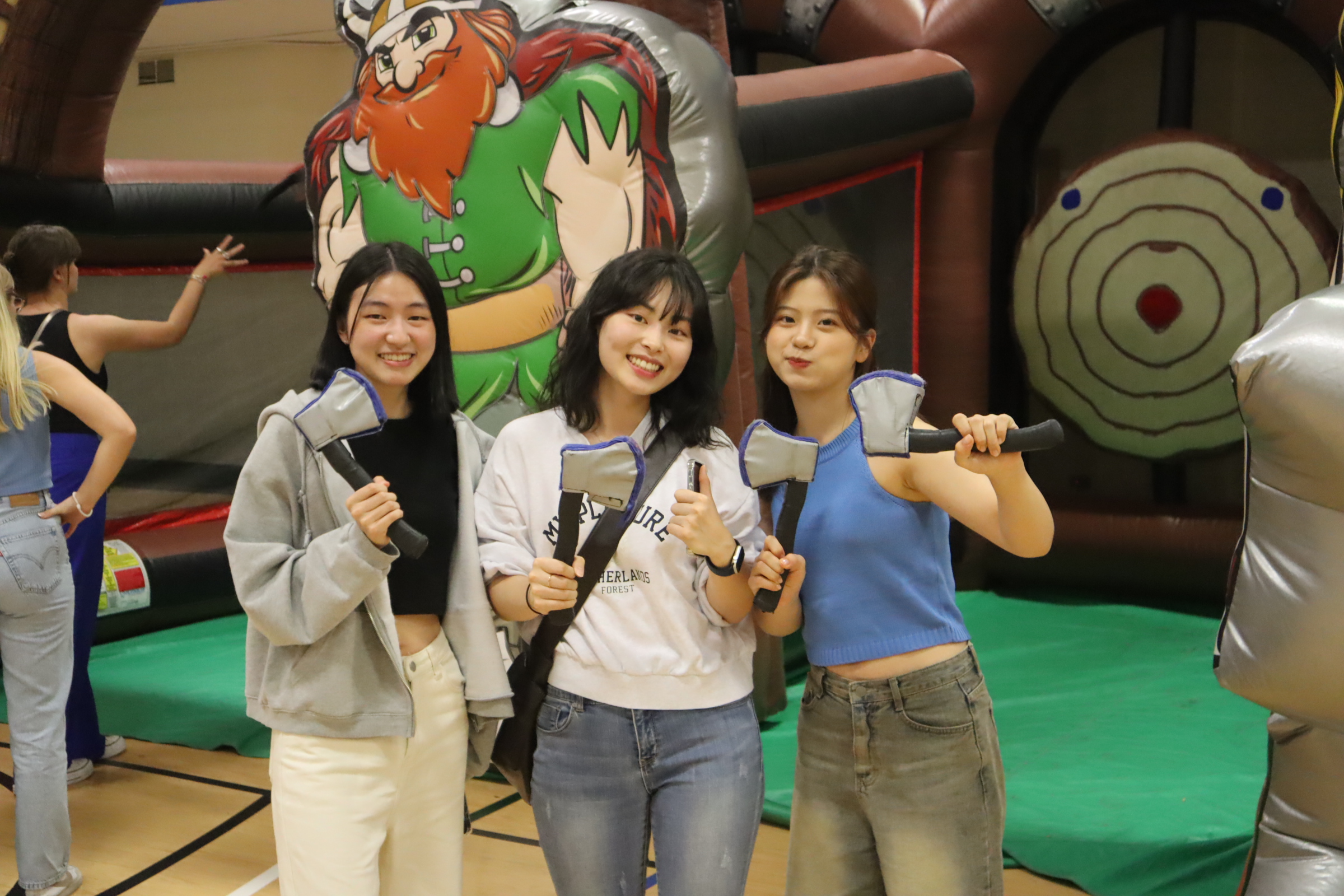 Students posing for a picture at an event