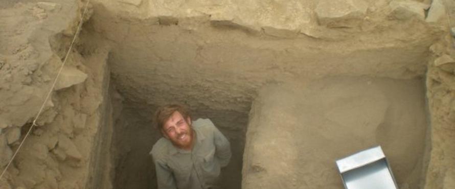 Kyle Stich, B.A. '08, at an excavation site.