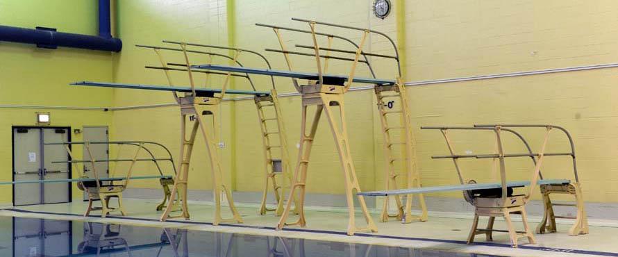 Two Large Diving Boards between two smaller diving boards
